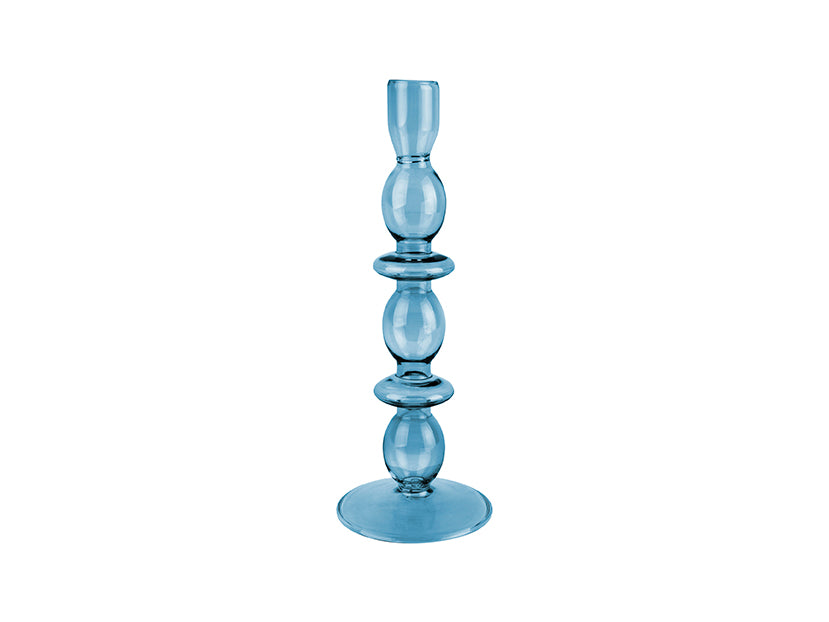 Large Dark Blue Glass Art Bubbles Candle Holder