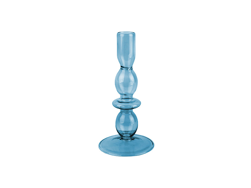 Medium Dark Blue Glass Art Bubbles Candle Holder