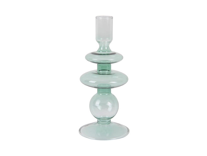
                  
                    Handgefertigter Kerzenhalter aus mittelgrünem Glas
                  
                