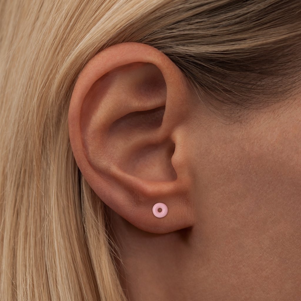 
                  
                    Light Pink Donut Enamel Gold Plated Shiny Ear Stud
                  
                