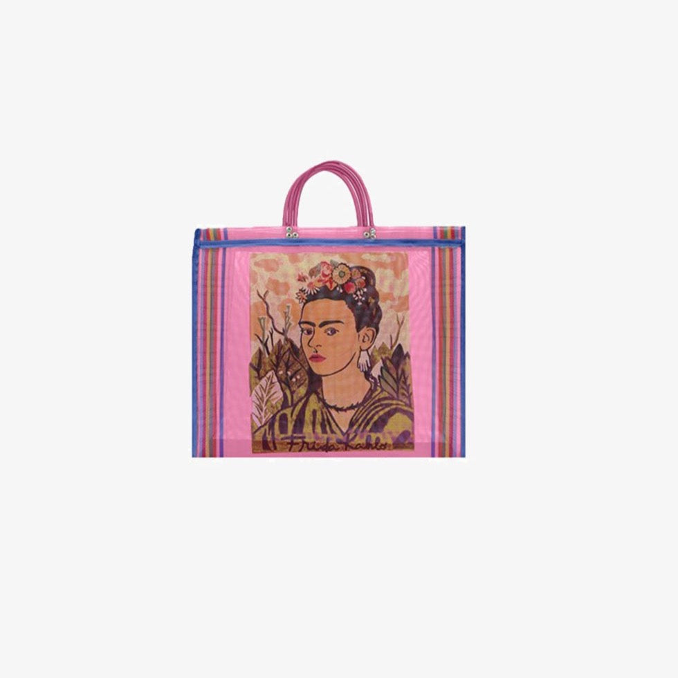 Pink Frida Kahlo Mesh Bag