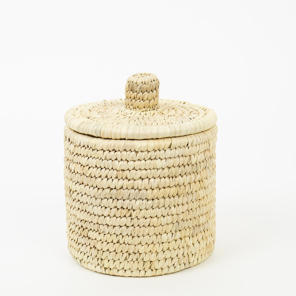 Small Natural Palm Unit Lid Basket