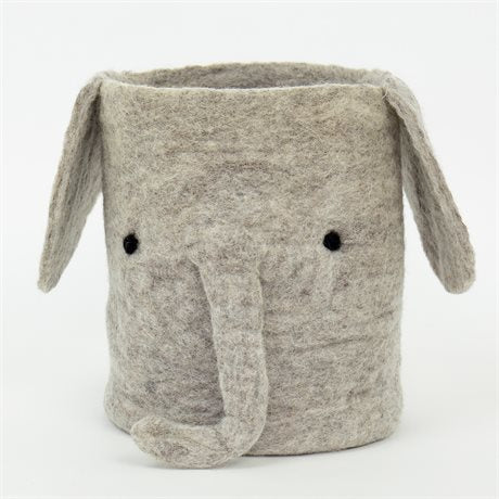 ELEPHANT Grey Felt Basket