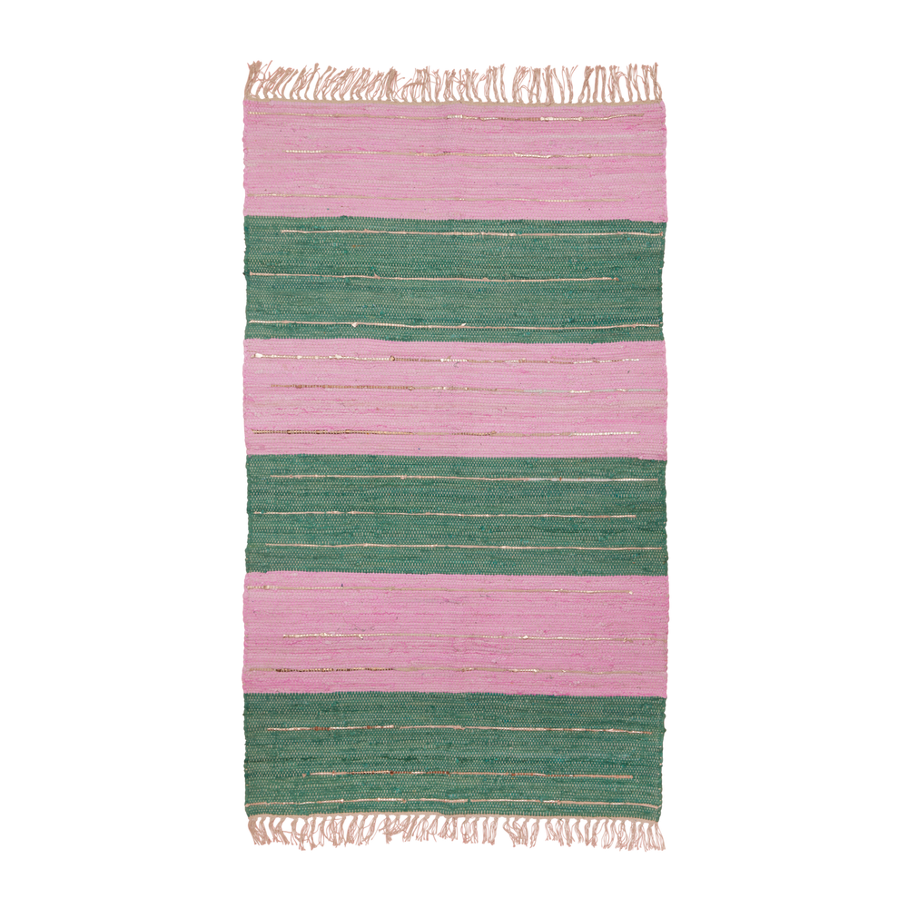 Grüner und rosa Baumwollläufer mit goldenen Details