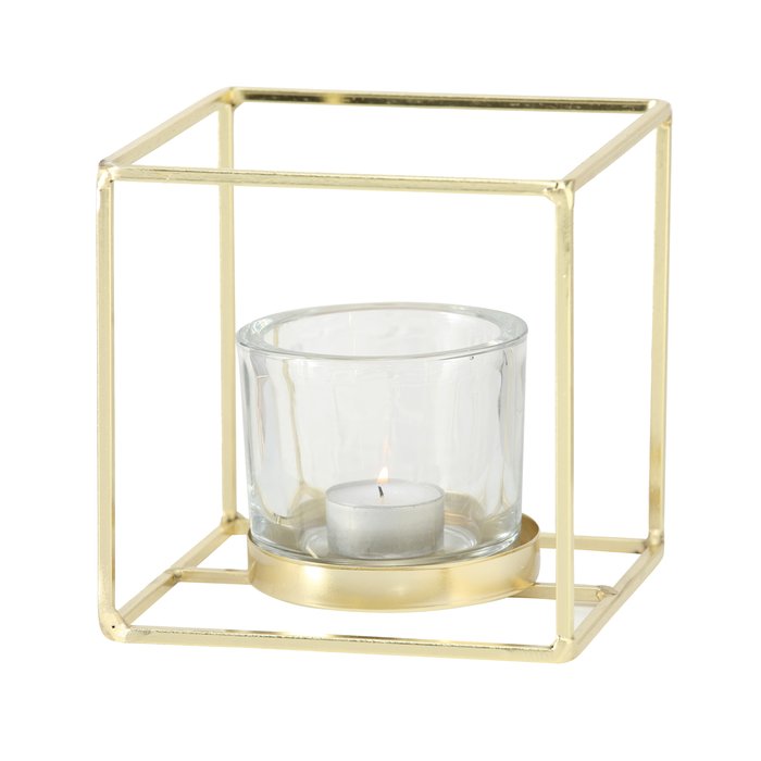 PAZO Small Gold Square Candle Holder