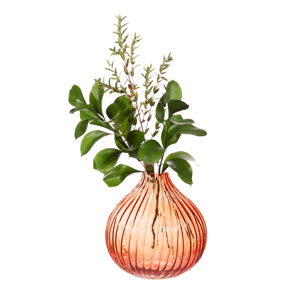 
                  
                    Amber Round Fluted Glass Vase
                  
                