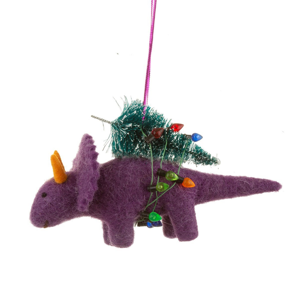 Dinosaurier mit Weihnachtsbaum-Filz-Dekoration 