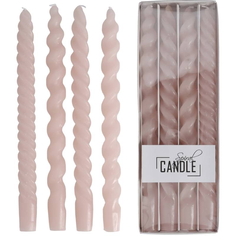Rosa Spiralkerze 4er-Set