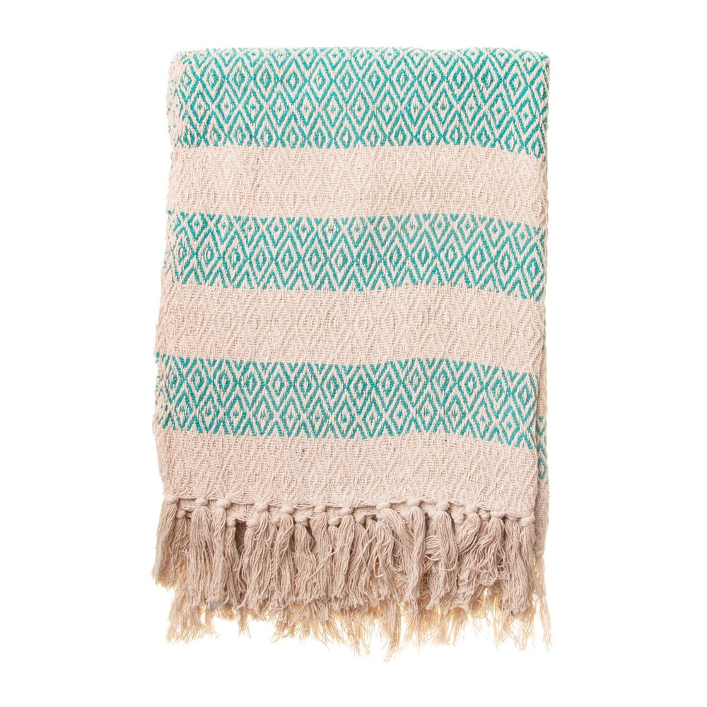 Grüner Scandi-Boho-Decke-Überwurf