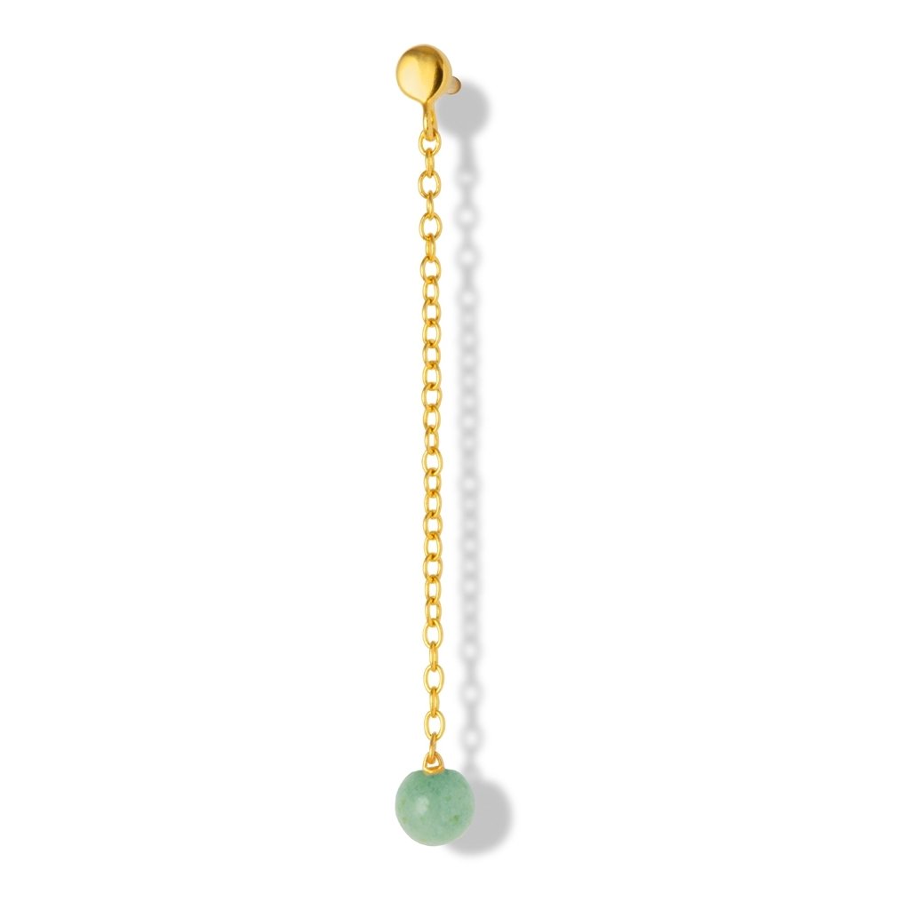 
                  
                    Light Green Natural Stone Chain Gold Plated Shiny Ear Stud
                  
                