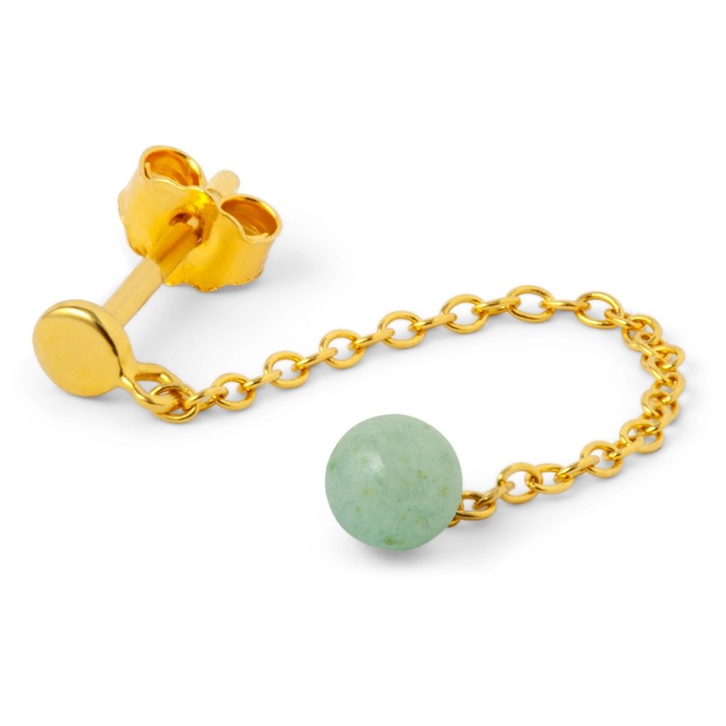 
                  
                    Light Green Natural Stone Chain Gold Plated Shiny Ear Stud
                  
                