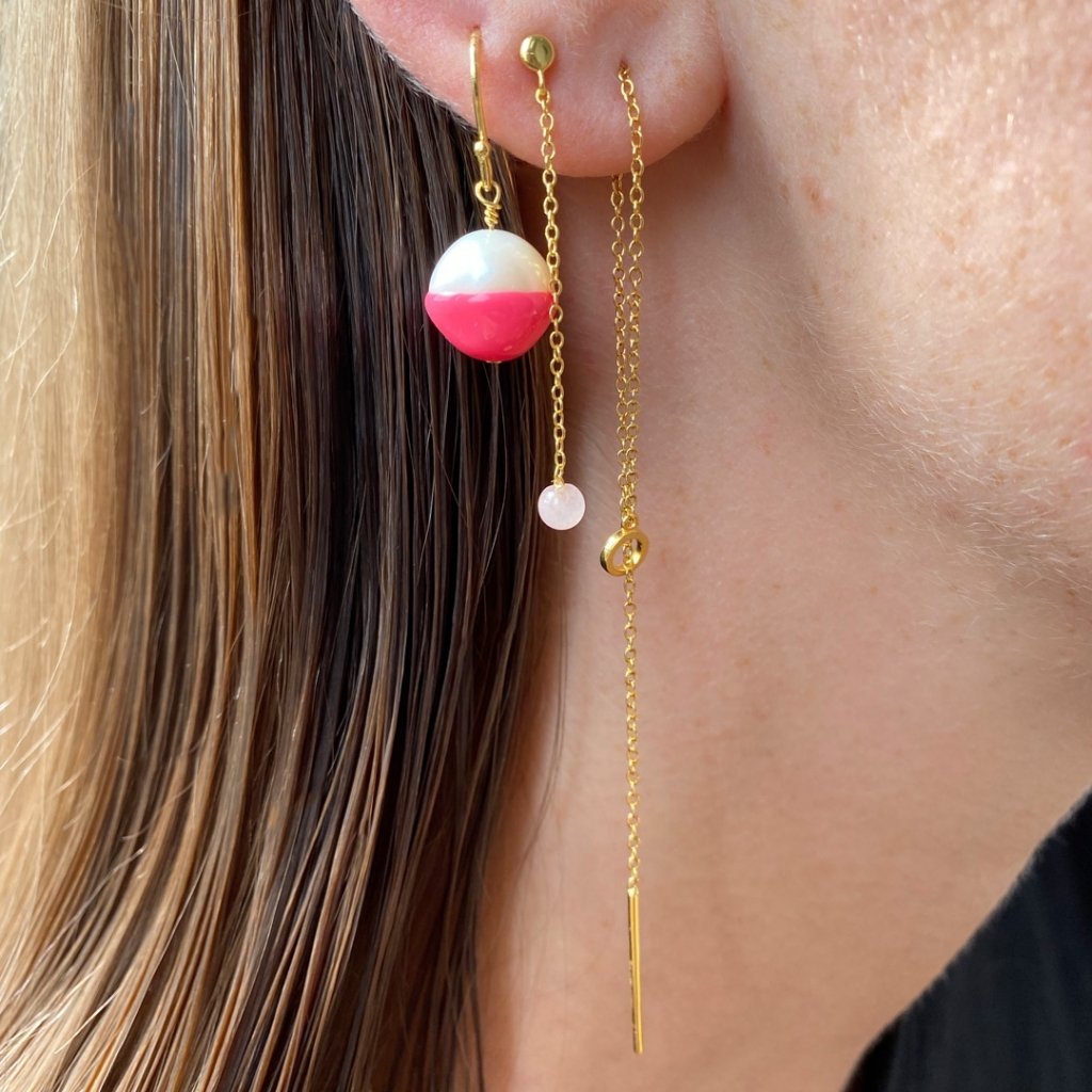 
                  
                    Rose Natural Stone Chain Gold Plated Shiny Ear Stud
                  
                