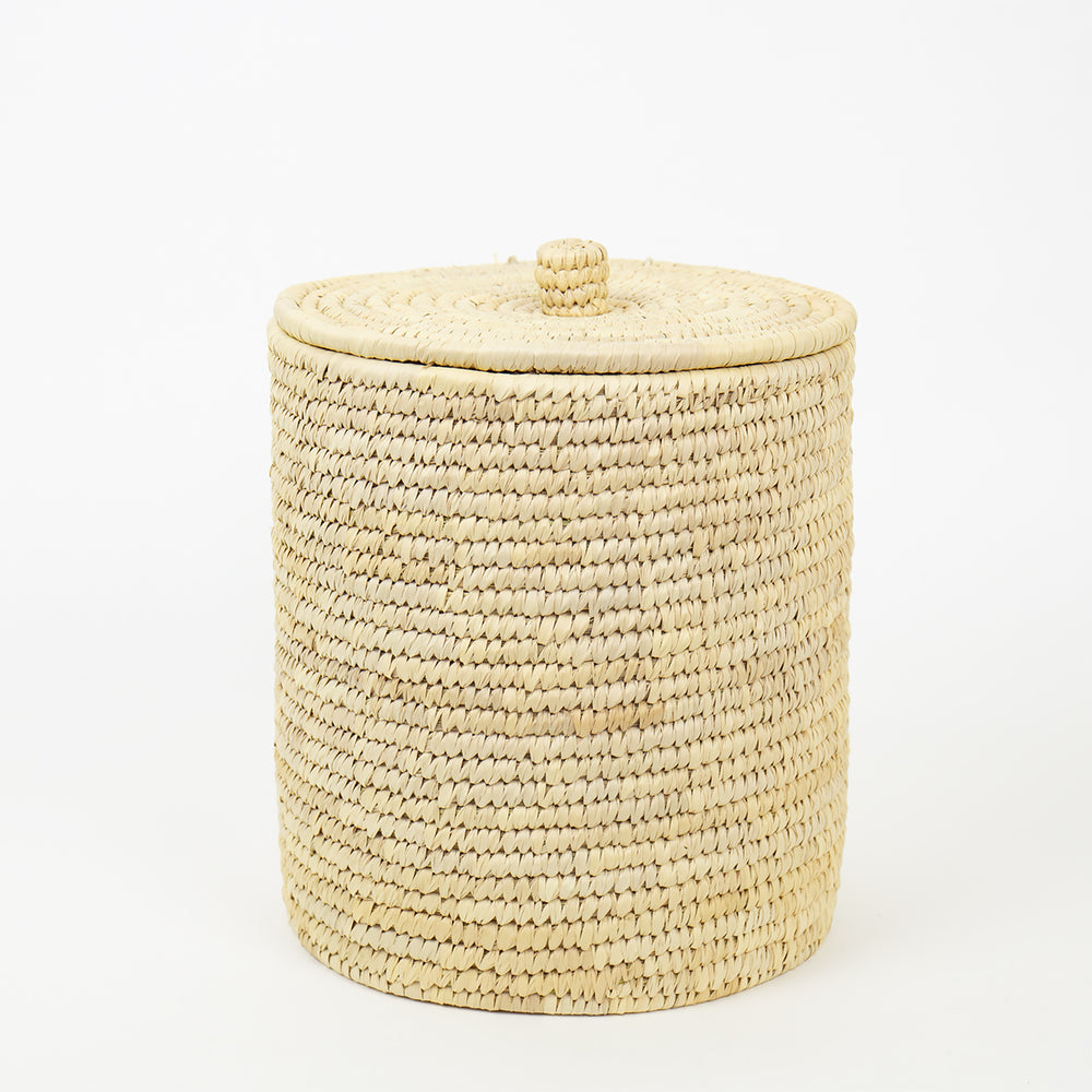 Natural Palm Unit Lid Waste Basket