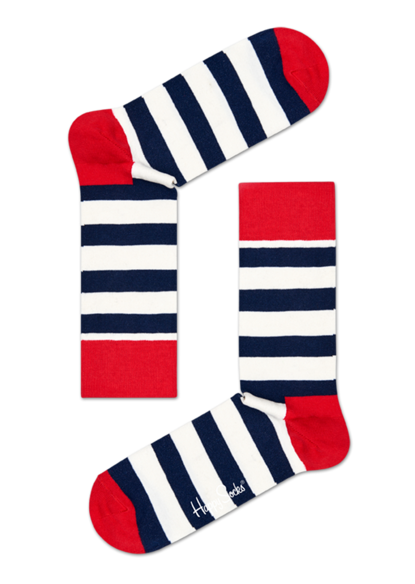 Rote Socken mit blauen Mustern
