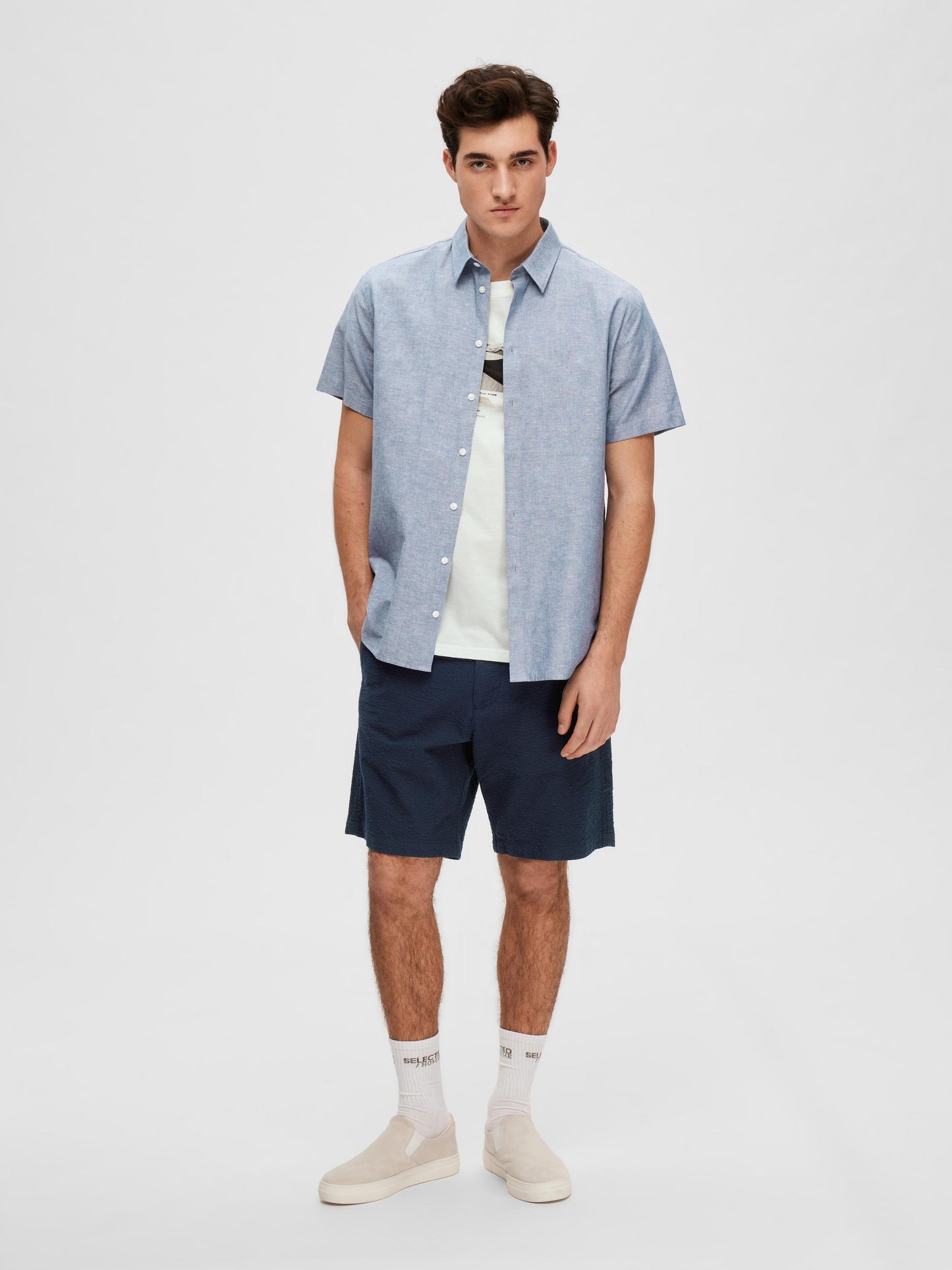 
                  
                    SLHREGNEW-LINEN Mittelblaues klassisches Denim-Hemd
                  
                
