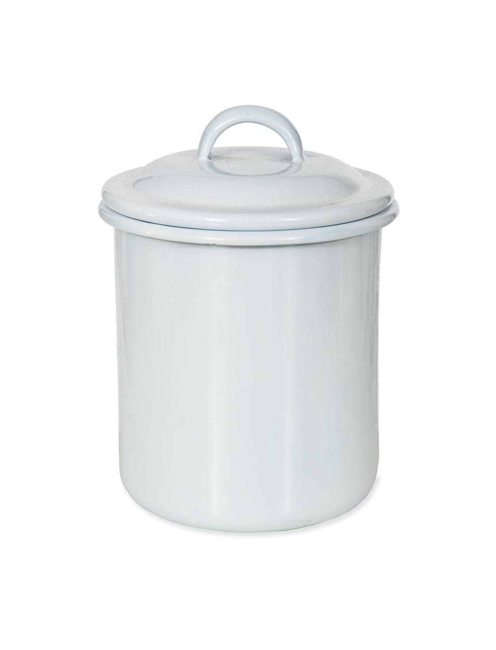 Flate White Enamel Storage Jar