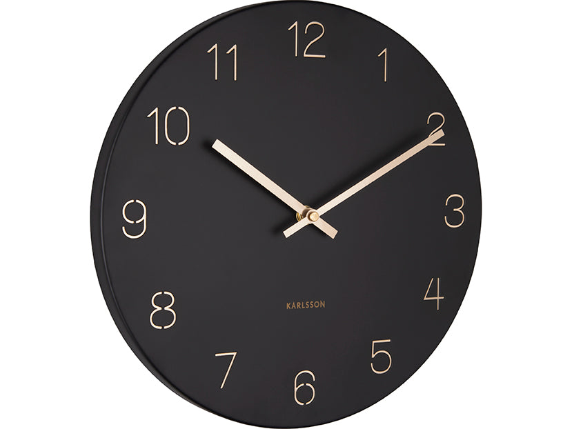 CHARM Small Black Engraved Numbers Wall Clock