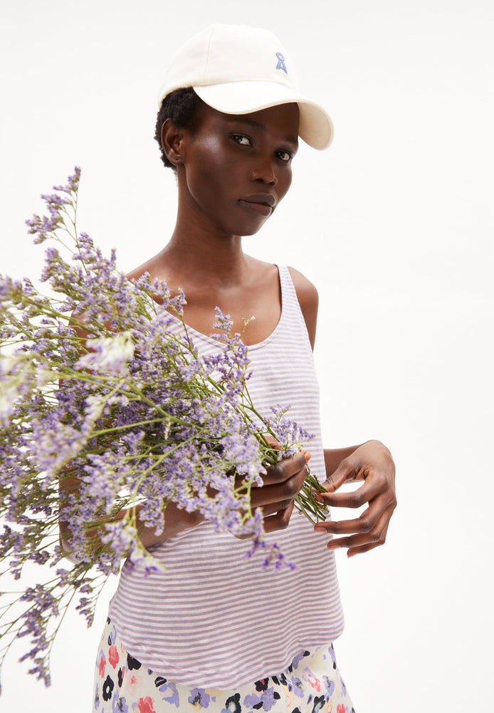 
                  
                    AARIANA Purple Noise Oatmilk Lovely Stripes Tank Top
                  
                