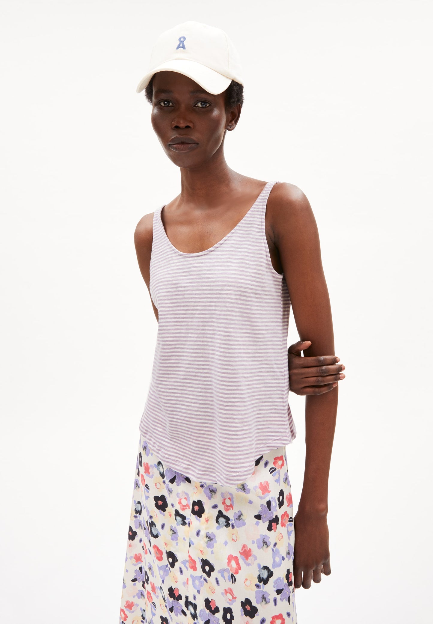 
                  
                    AARIANA Purple Noise Oatmilk Lovely Stripes Tank Top
                  
                