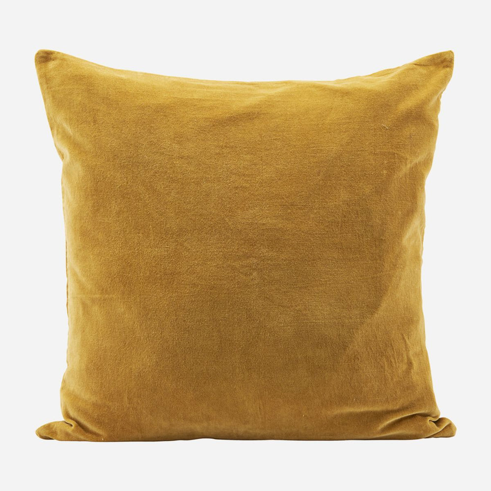 60 x 60cm Curry Cotton and Velvet Pillowcase
