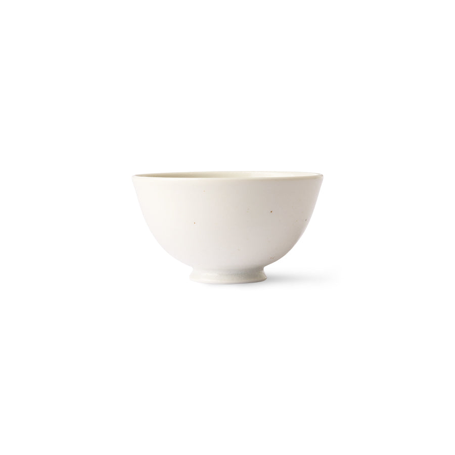 
                  
                    Weiß gesprenkelte japanische Reisschale aus Kyoto-Keramik
                  
                