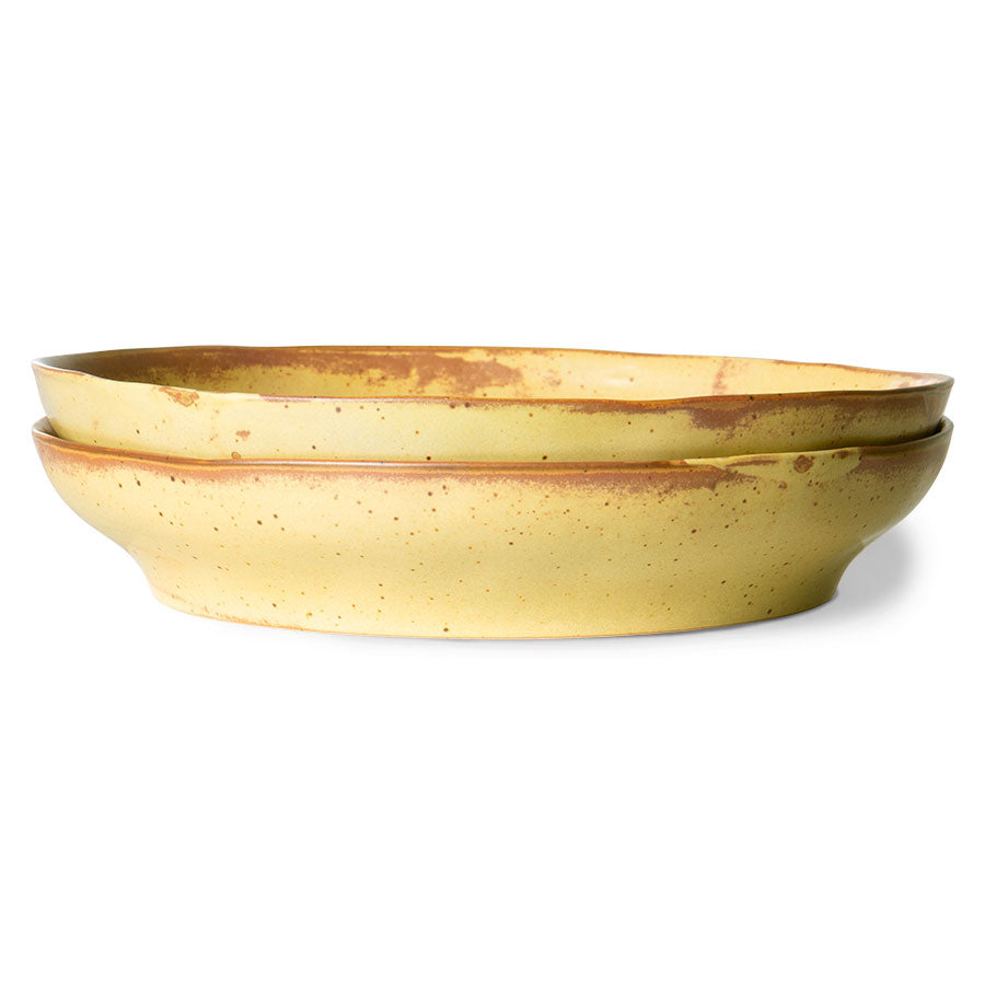 
                  
                    BOLD & BASIC Yellow And Brown Ceramic Pasta Plate
                  
                