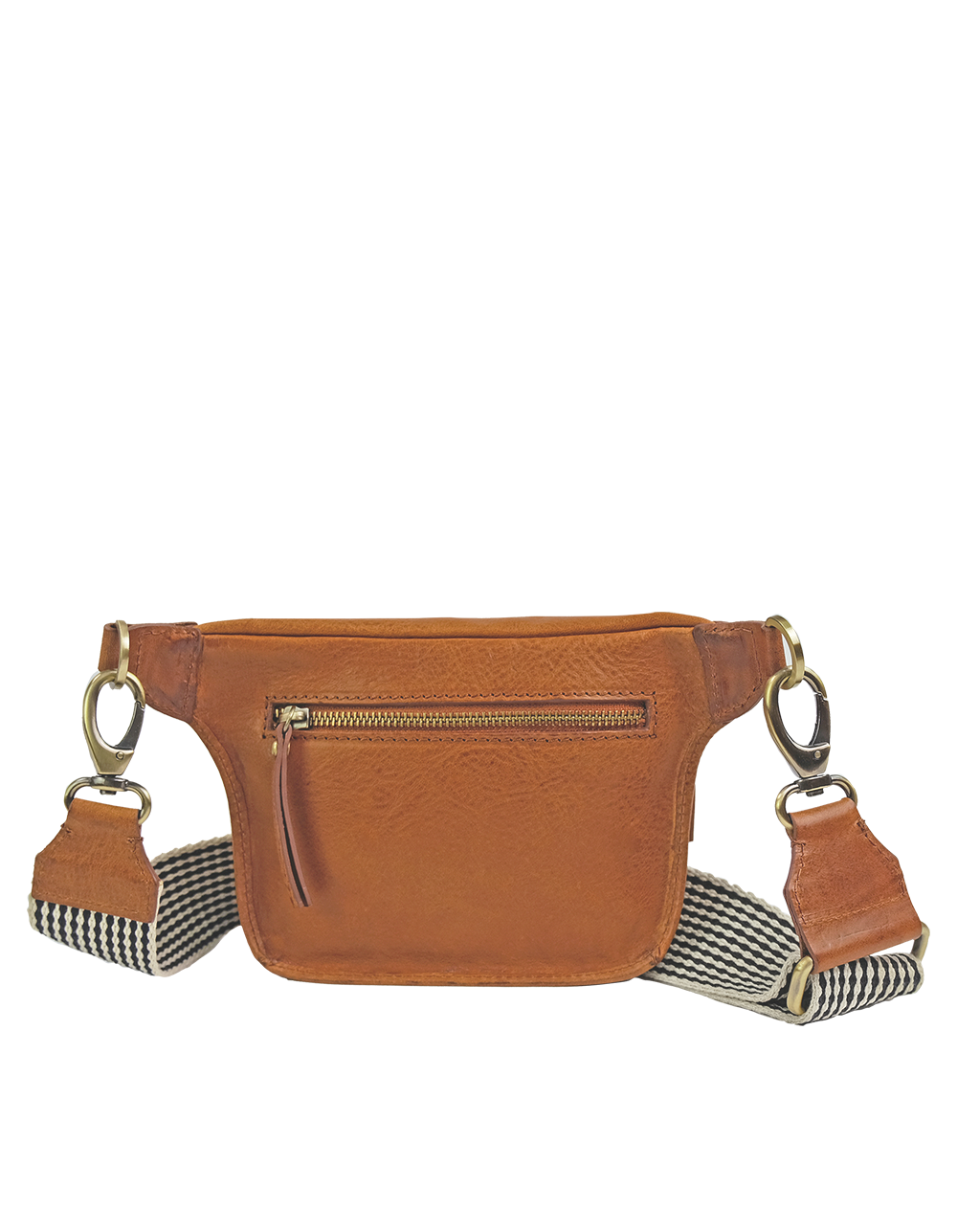 BECK'S Cognac Stromboli Leather Bum Bag