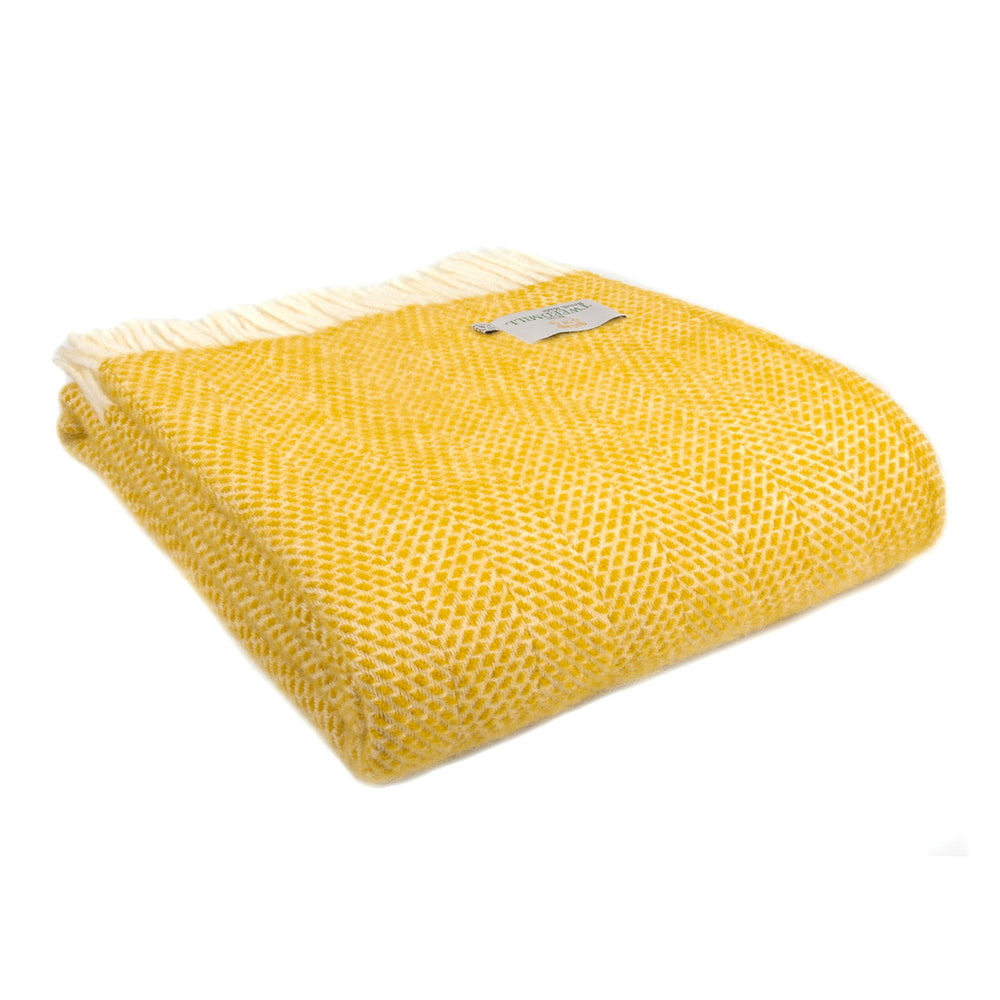 BEEHIVE Yellow Pure New Wool Throw