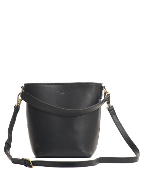 
                  
                    BOBBI Midi Black Classic Leather Bucket Bag
                  
                