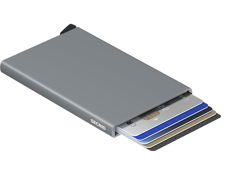 
                  
                    Kartenschutz aus titanfarbenem Aluminium
                  
                