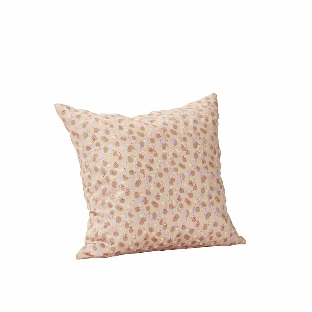 Gesprenkeltes Kissen aus 100 % Baumwolle in Beige, Braun, Lila und Gelb