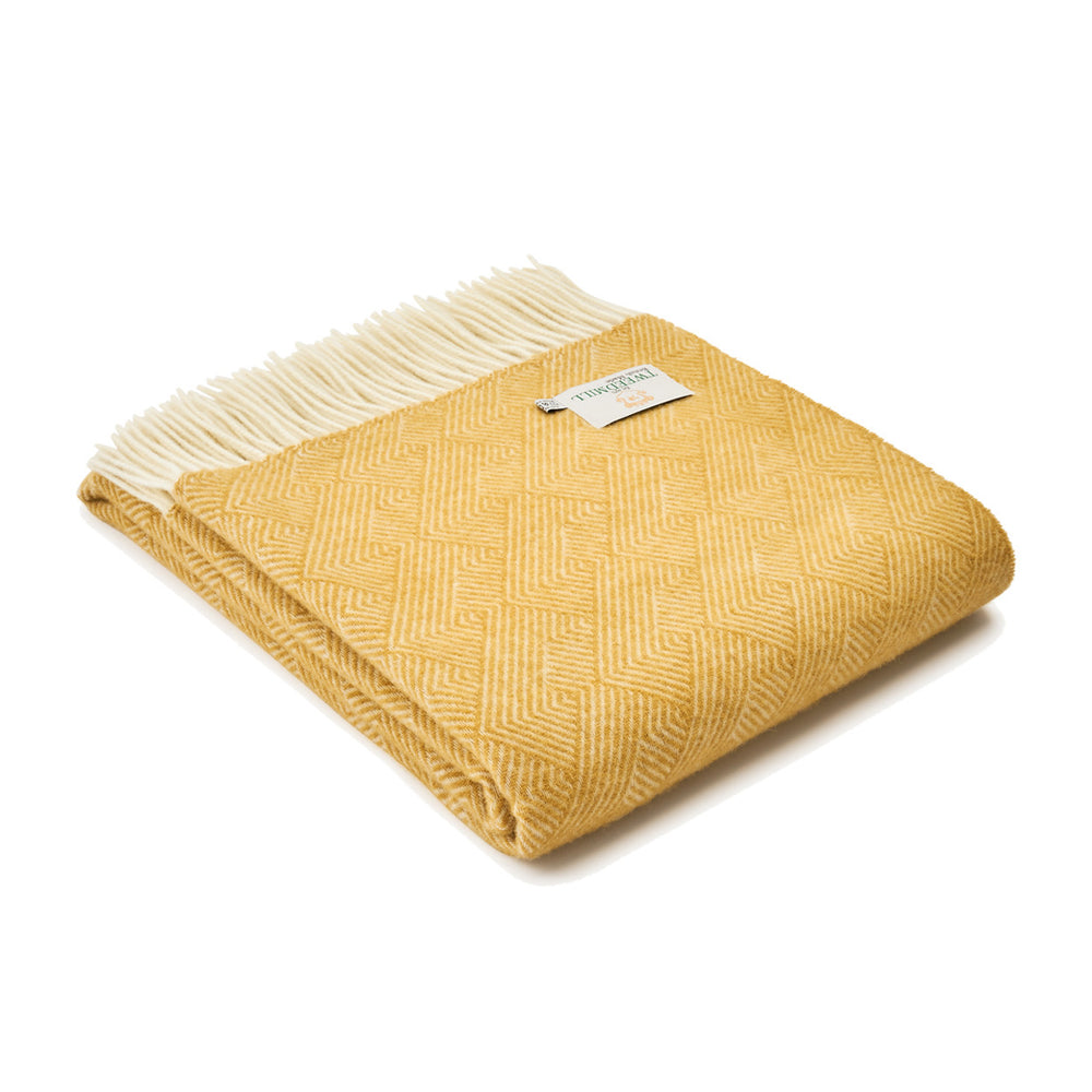 DELAMERE Tuscan Yellow Pure New Wool Throw