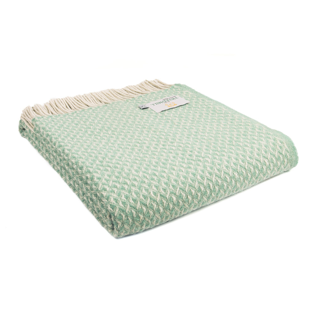 DIAMOND Sea Green Pure New Wool Throw