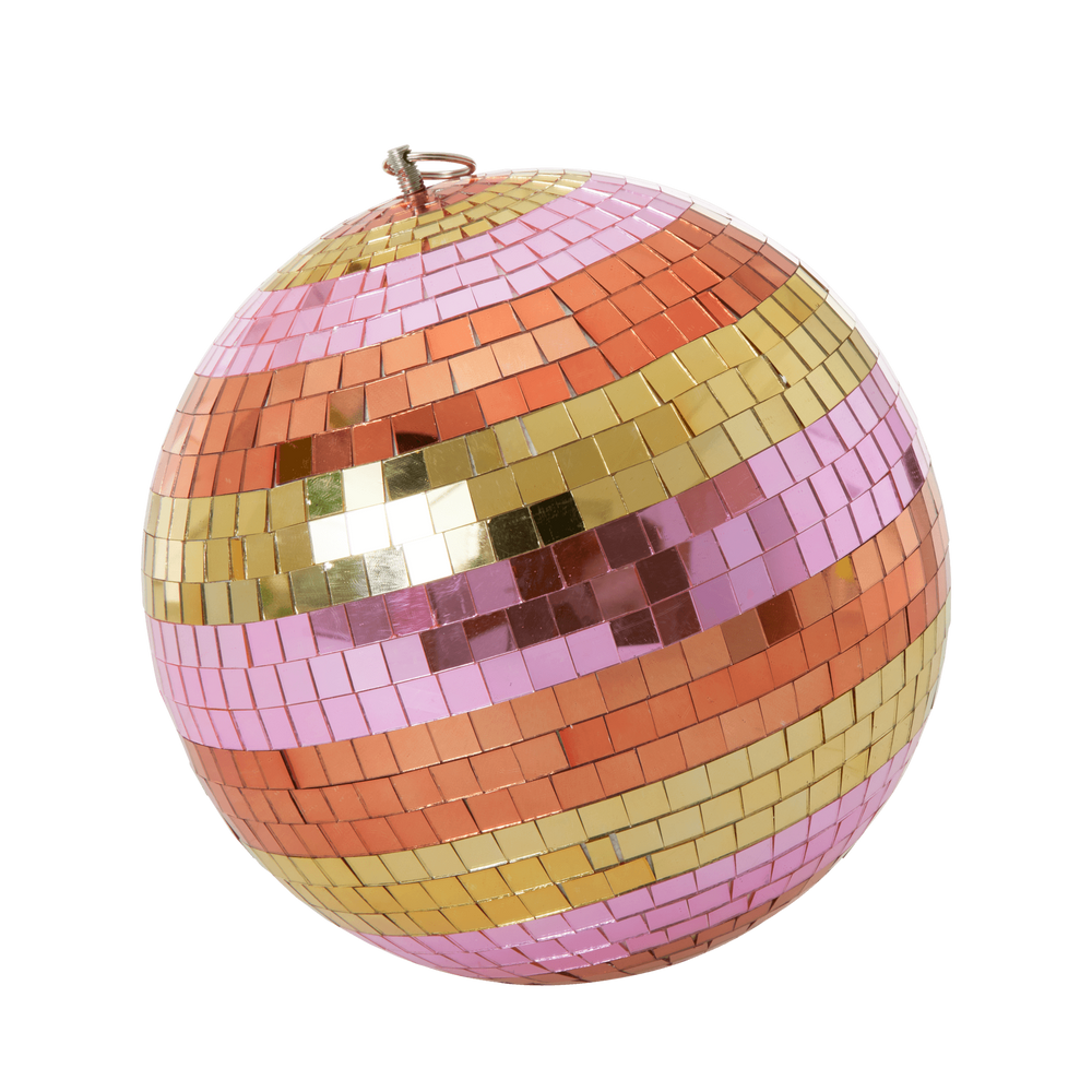 Large Pink Stripes Disco Ball