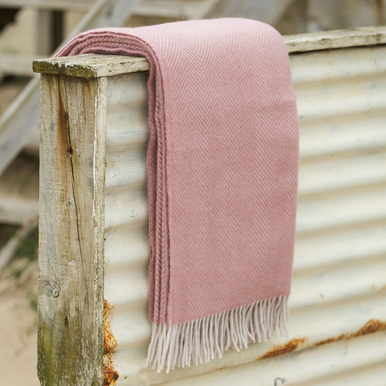 
                  
                    HERRINGBONE Dusky Pink Pearl Pure New Wool Throw
                  
                