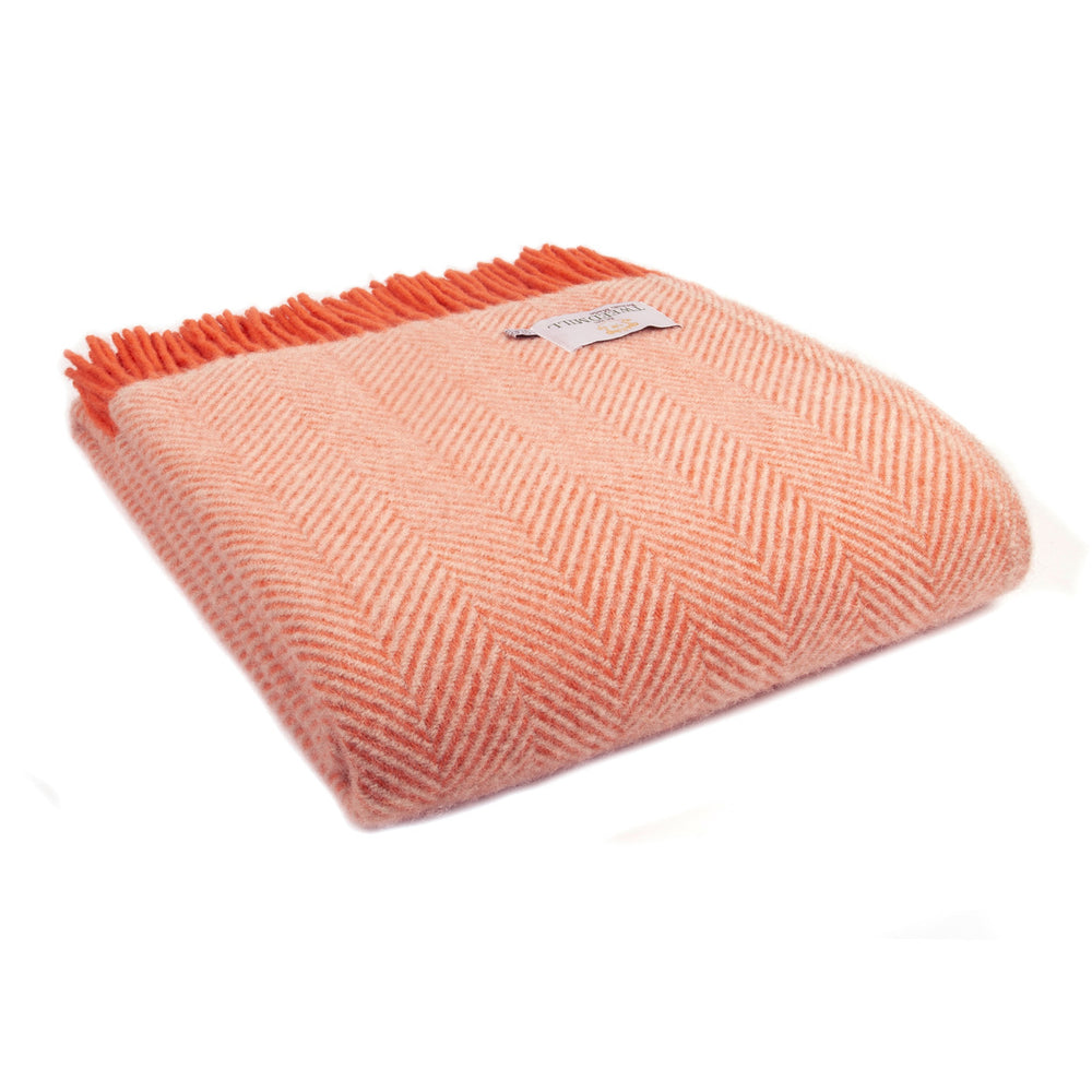 HERRINGBONE Flamingo Pearl Überwurf aus reiner Schurwolle