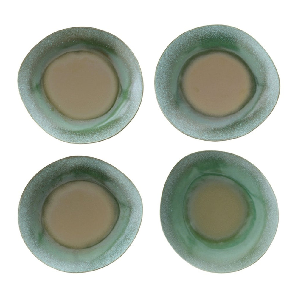Set Of 2 Small Green Ceramic 70's Side Plates