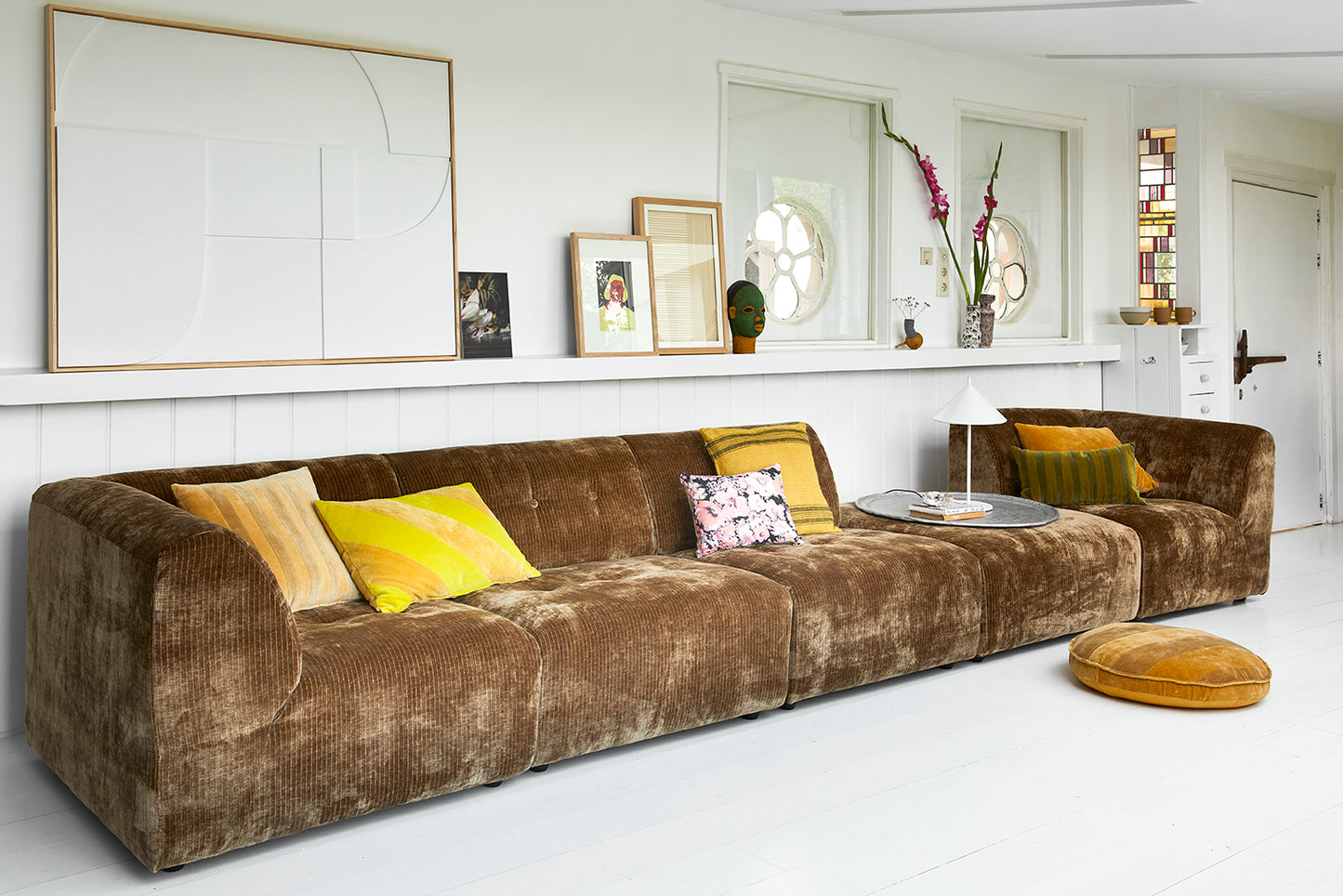 
                  
                    Ochre/Gold Striped Velvet Round Seat Cushion
                  
                