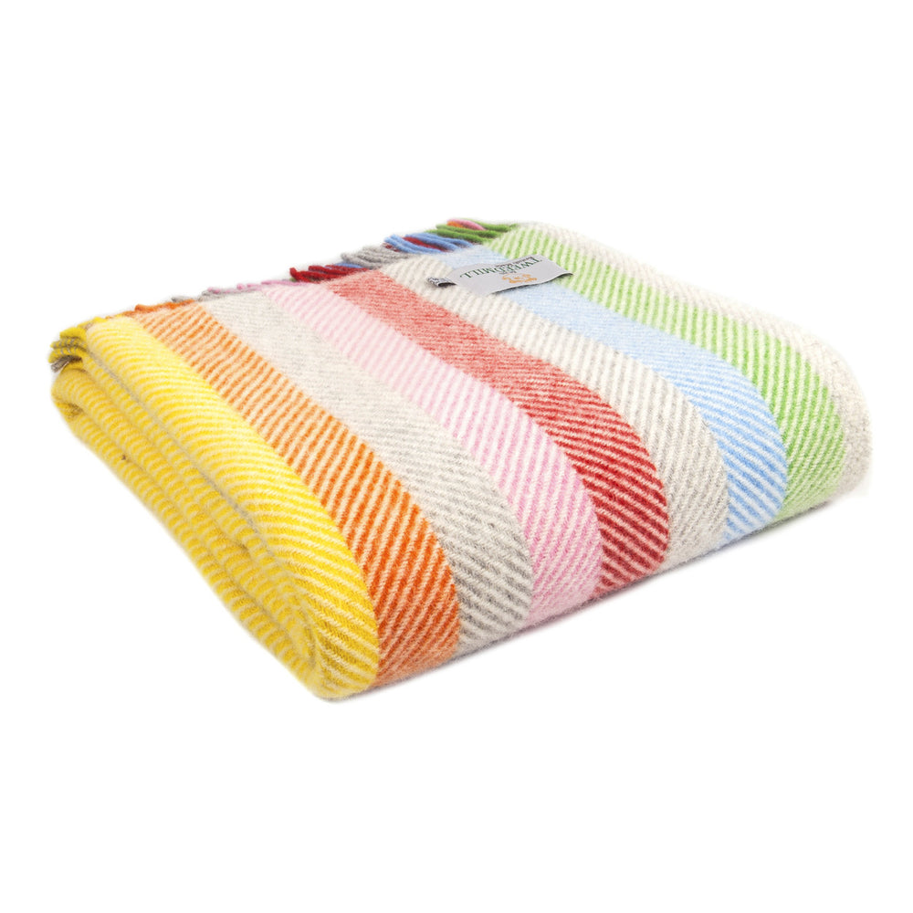 RAINBOW STRIPE Rainbow Grey Pure New Wool Throw