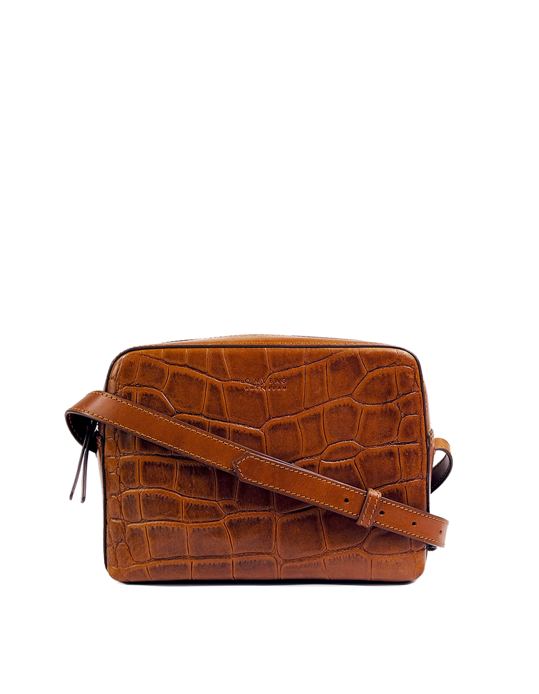 
                  
                    SUE Cognac Croco Classic Leather Bag
                  
                