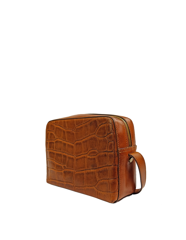 
                  
                    SUE Cognac Croco Classic Leather Bag
                  
                