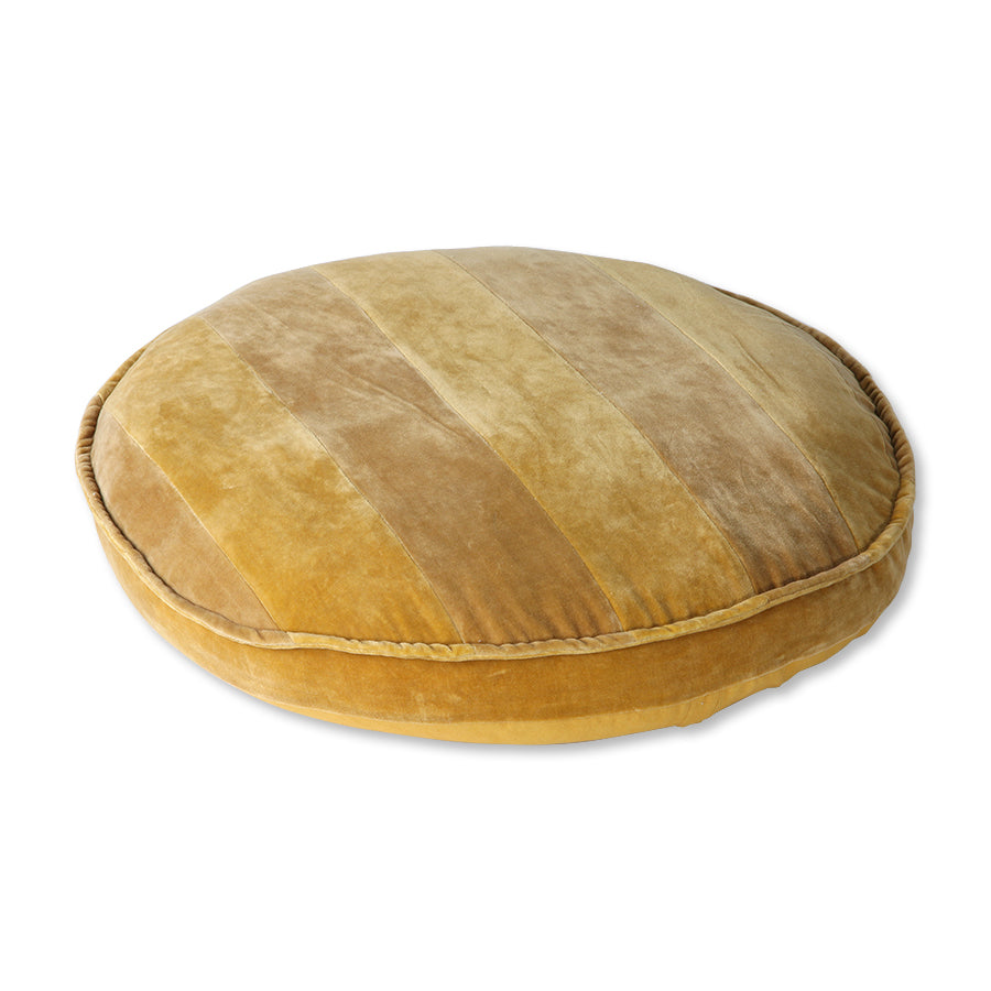 
                  
                    Ochre/Gold Striped Velvet Round Seat Cushion
                  
                