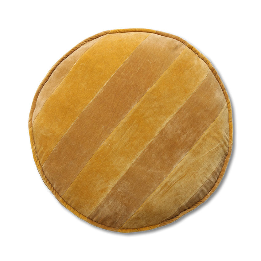 
                  
                    Ochre/Gold Striped Velvet Round Seat Cushion
                  
                