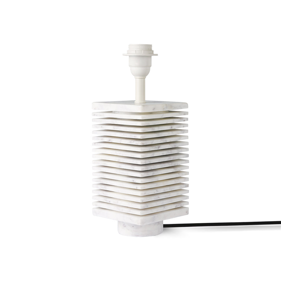 White Marble Ribbed Base Table Lamp
