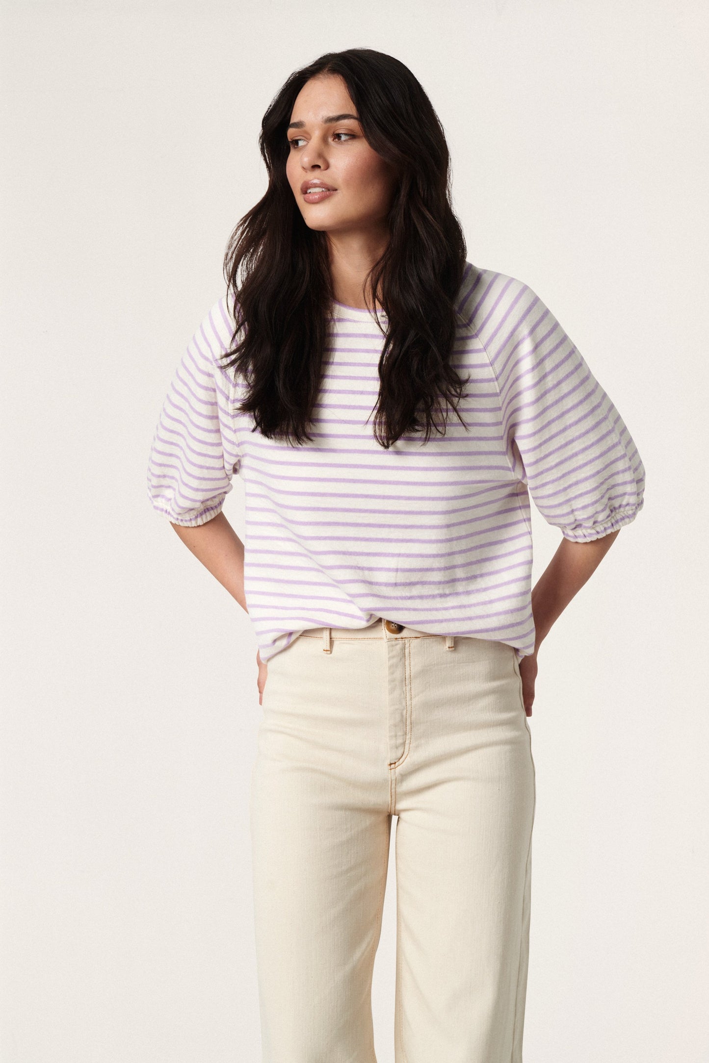 
                  
                    SLINGE Whisper White With Purple Blouse
                  
                