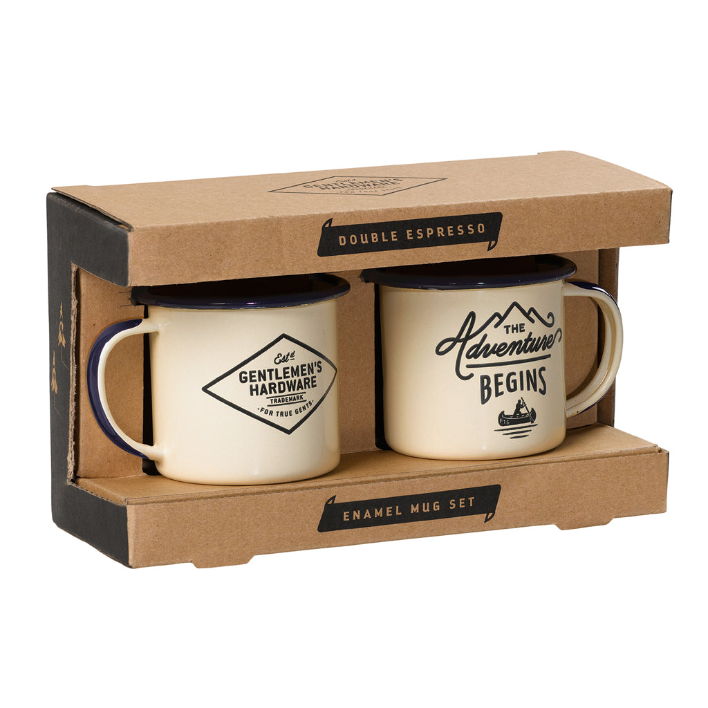 
                  
                    Set Of Espresso Beige Enamel Mugs
                  
                